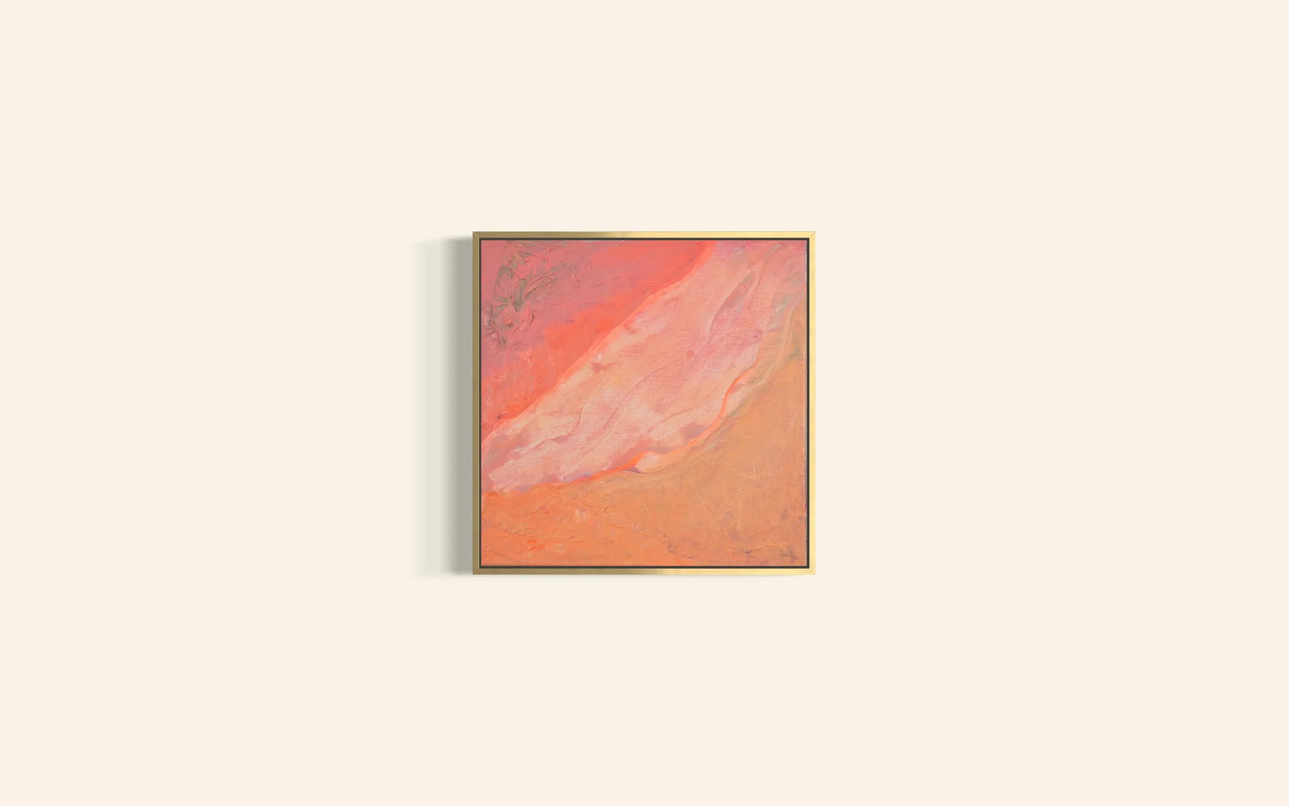 Abstrakte Acrylkunst in warmen Rot-, Sand- und Erdtönen mit strukturierter Oberfläche.